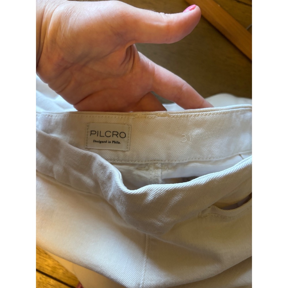 Anthropologie Pilcro The Skipper Side Zip High Rise Crop Wide Leg Jean Cream 31 - Picture 3 of 10